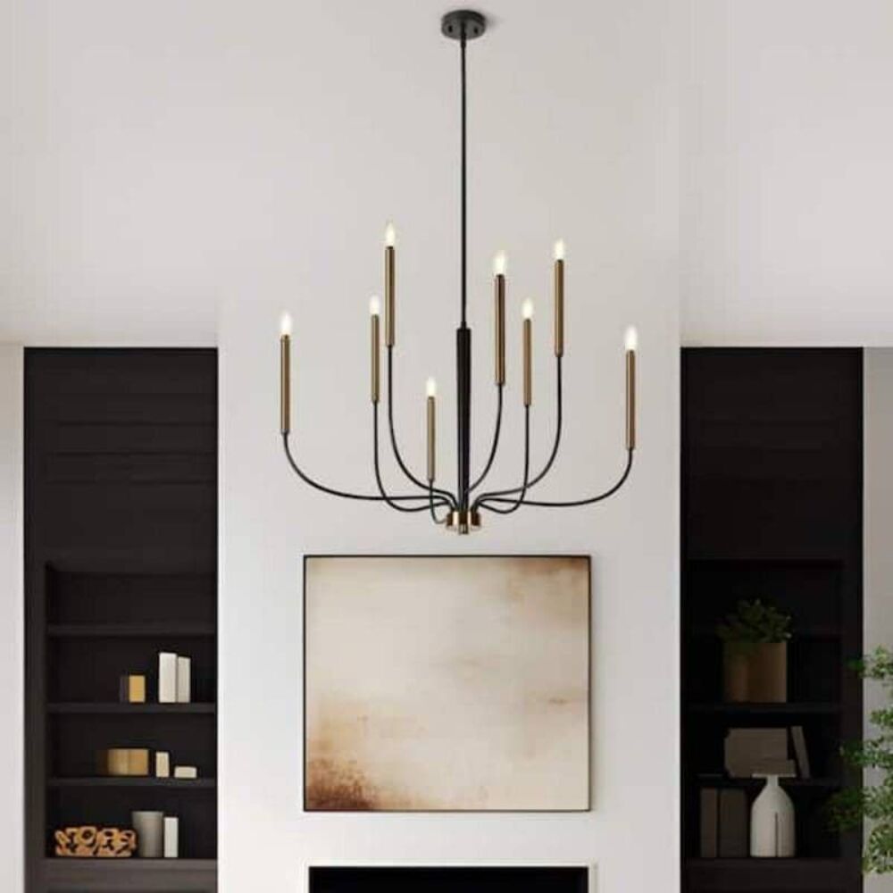 37.4 in. Modern 8-Light Black Chandelier Living Room Ceiling Light MSRP $280